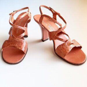 Stephane Kelian Woven Leather Strappy Mid Height Sturdy Heel Sling-back Sandals